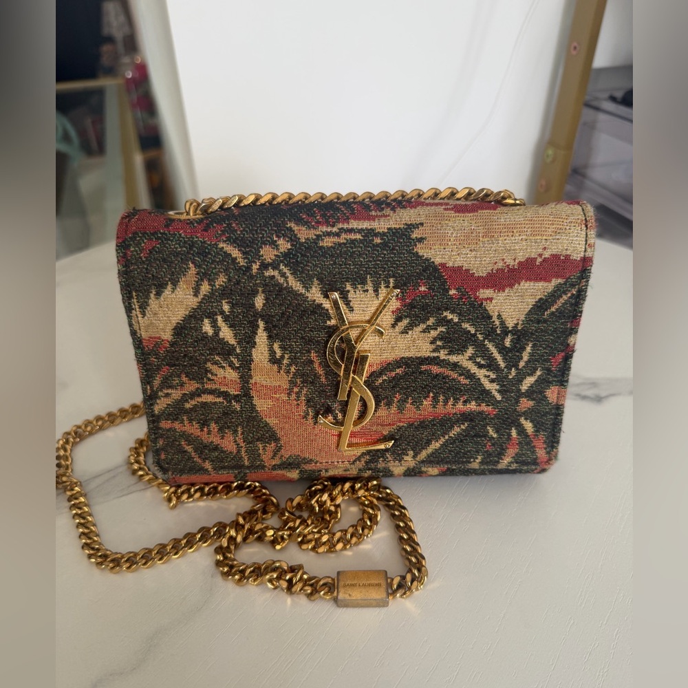 Yves Saint Laurent Palm Print Crossbody Bag - Black, Red, Gold